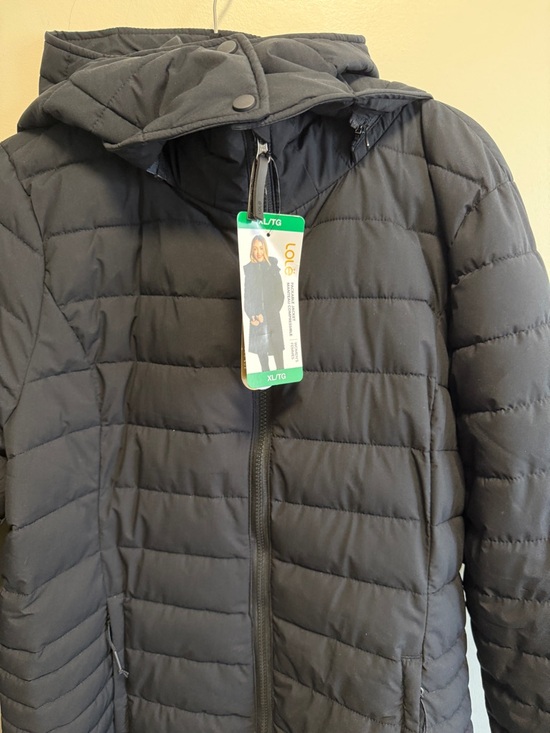 Lole Black Quilted Hooded Puffer Coat - Picture 3 of 10